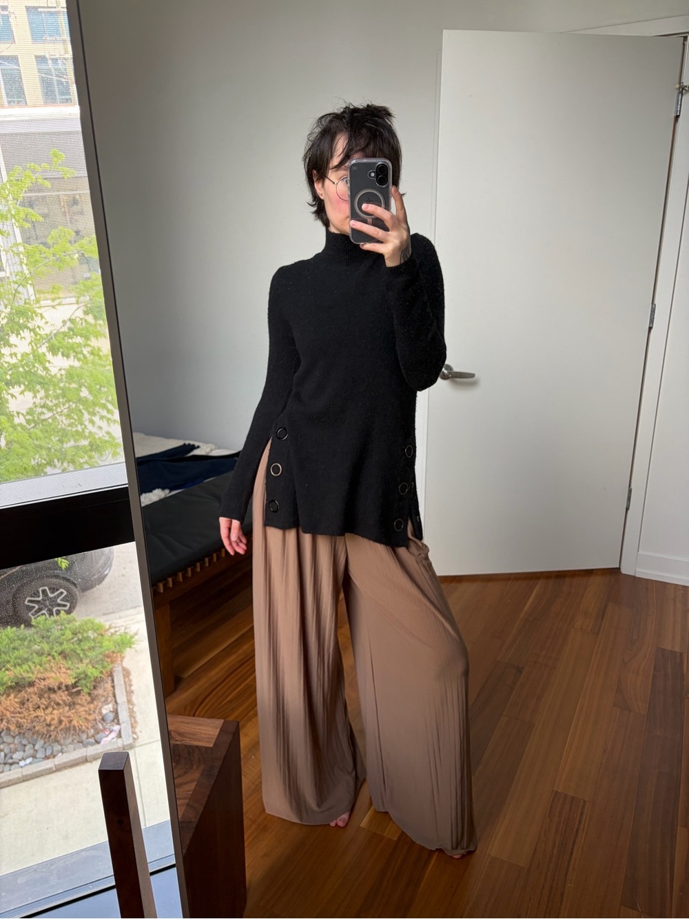 Max Studio Black Ribbed Turtleneck Sweater